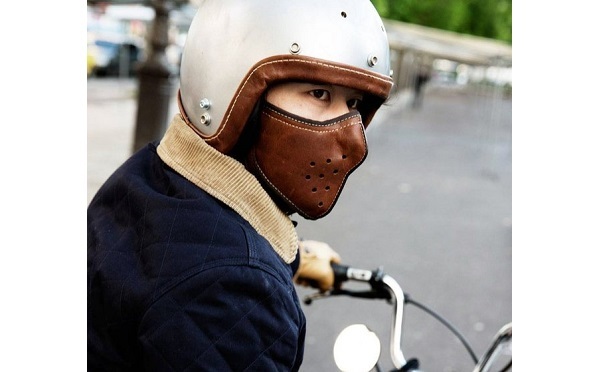 フェイスマスク　マスク　ブラウン　バイク　バイカー　革マスク　カラスマスク　茶色