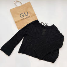 わ～い値下げ！GU「透かし編みセーター」はフレアスリーブで二の腕すっきり。前後2WAYでどっちもかわいい