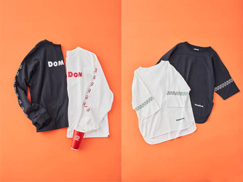 「DOMDOM」と「coen」のコラボロンTとコラボフットボールTシャツ