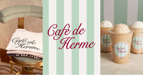 東京・表参道のコンセプトストア「House of Herme」に併設のカフェ「Café de Herme」初のオリジナルTシャツとアイスクリーム